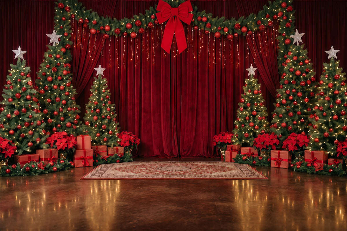 Fond Photo De Noël Scène Velours Rouge Sapin RR610-69
