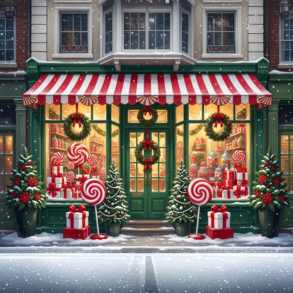 Fond De Noël Boutique Bonbons Sucettes RR610-70