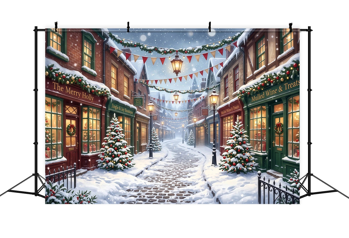 Fond De Village De Noël Rue Commerçante Enneigée RR610-73