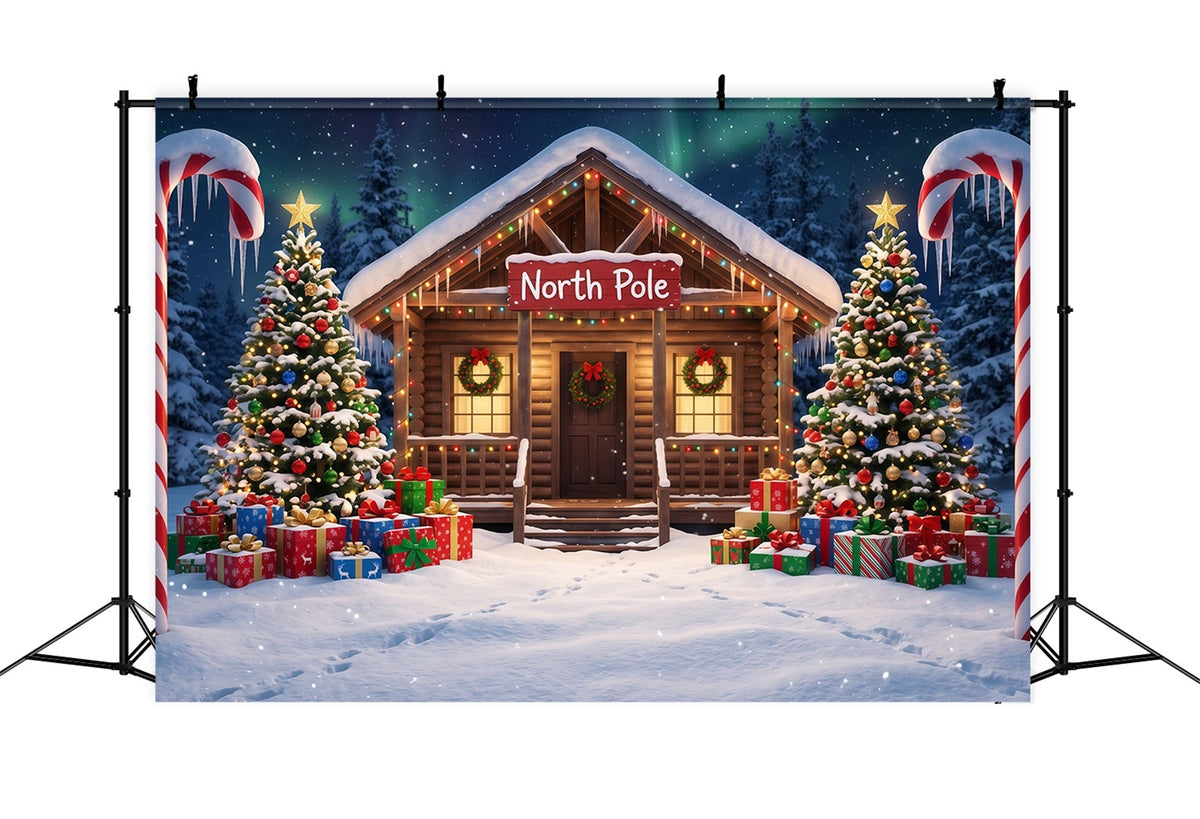 Fond Photo Pôle Nord Entrée Chalet Bonbons Sucre RR610-86