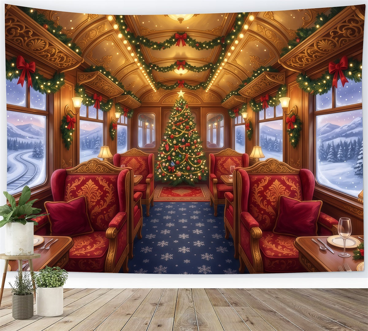 Fond Photo De Noël Wagon Festif RR610-91