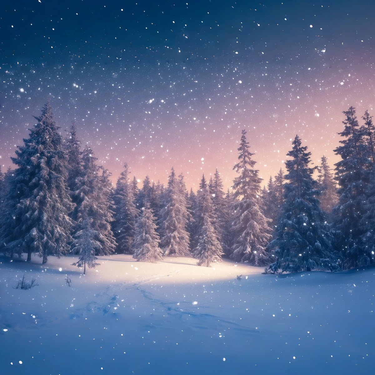 Fond De Sapins De Noël Forêt Hivernale Crépuscule RR610-92