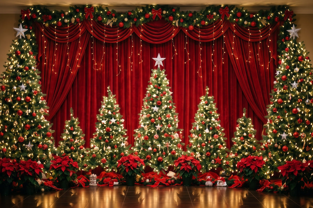 Fond Photo De Noël Rideau Velours Présentoir Sapin RR610-99