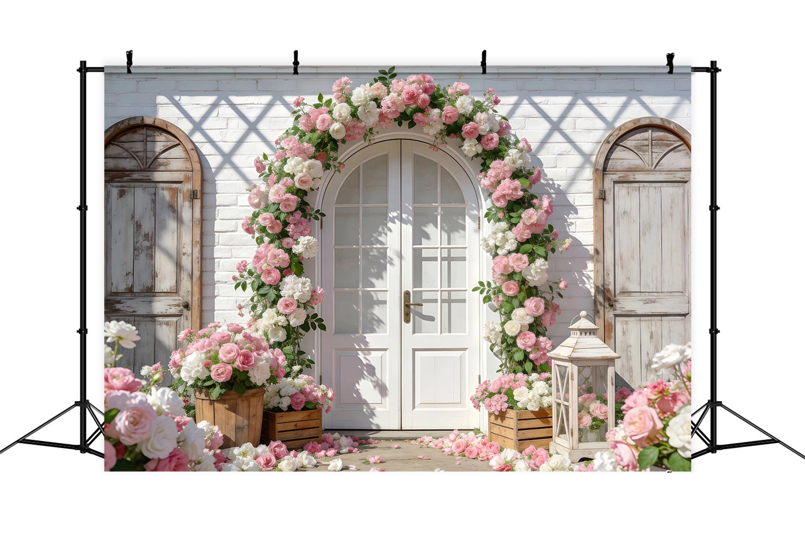 Fond Photo Jardin Arche Brique Romantique Roses RR62-15