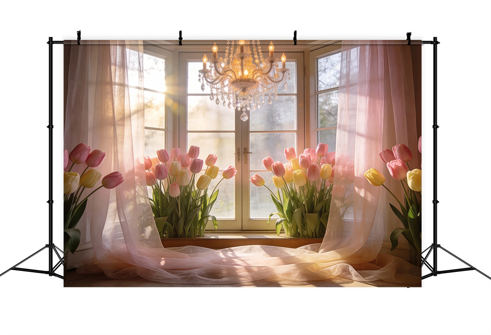 Fond Studio Tulipees Fenêtre Dorée Soleil Lustre RR62-16