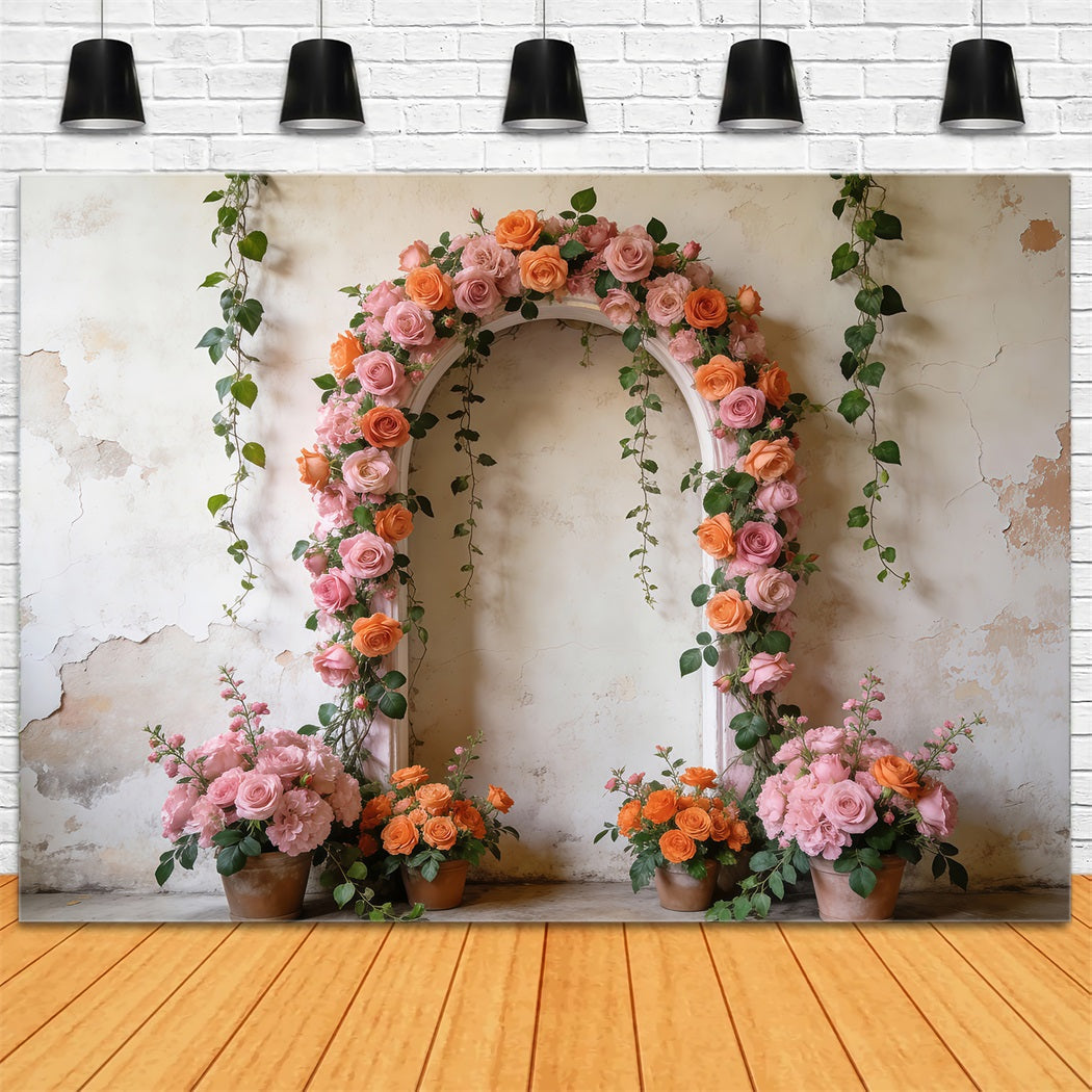 Fond Studio Fleurs de Printemps Arche Jardin Vintage Roses RR62-3