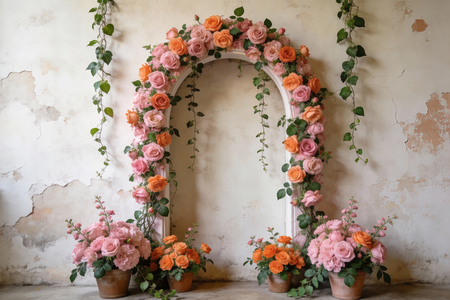 Fond Studio Fleurs de Printemps Arche Jardin Vintage Roses RR62-3