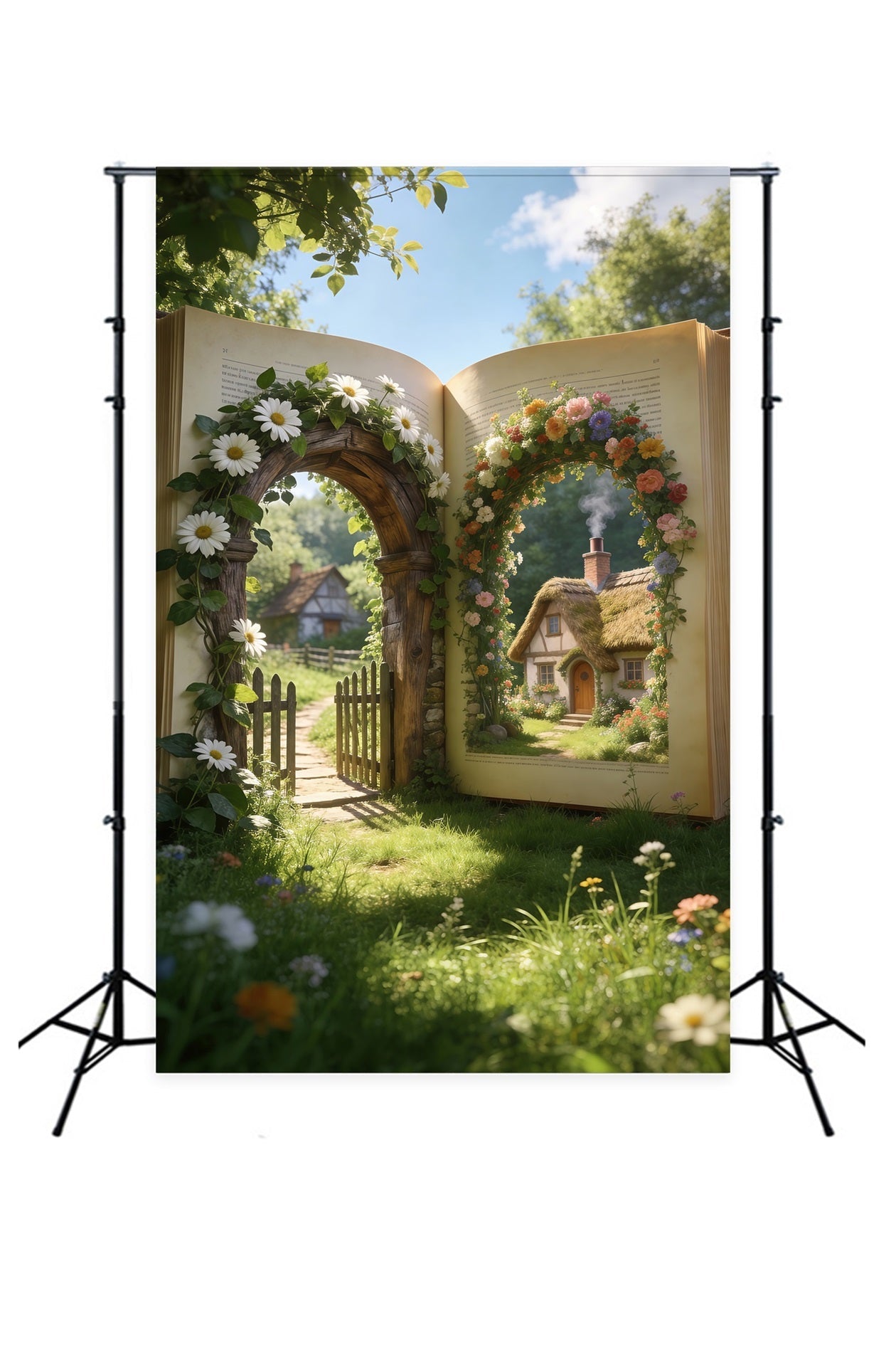 Fond Studio Grange Printanière Entrée Cottage Jardin Conte De Fées RR62-33