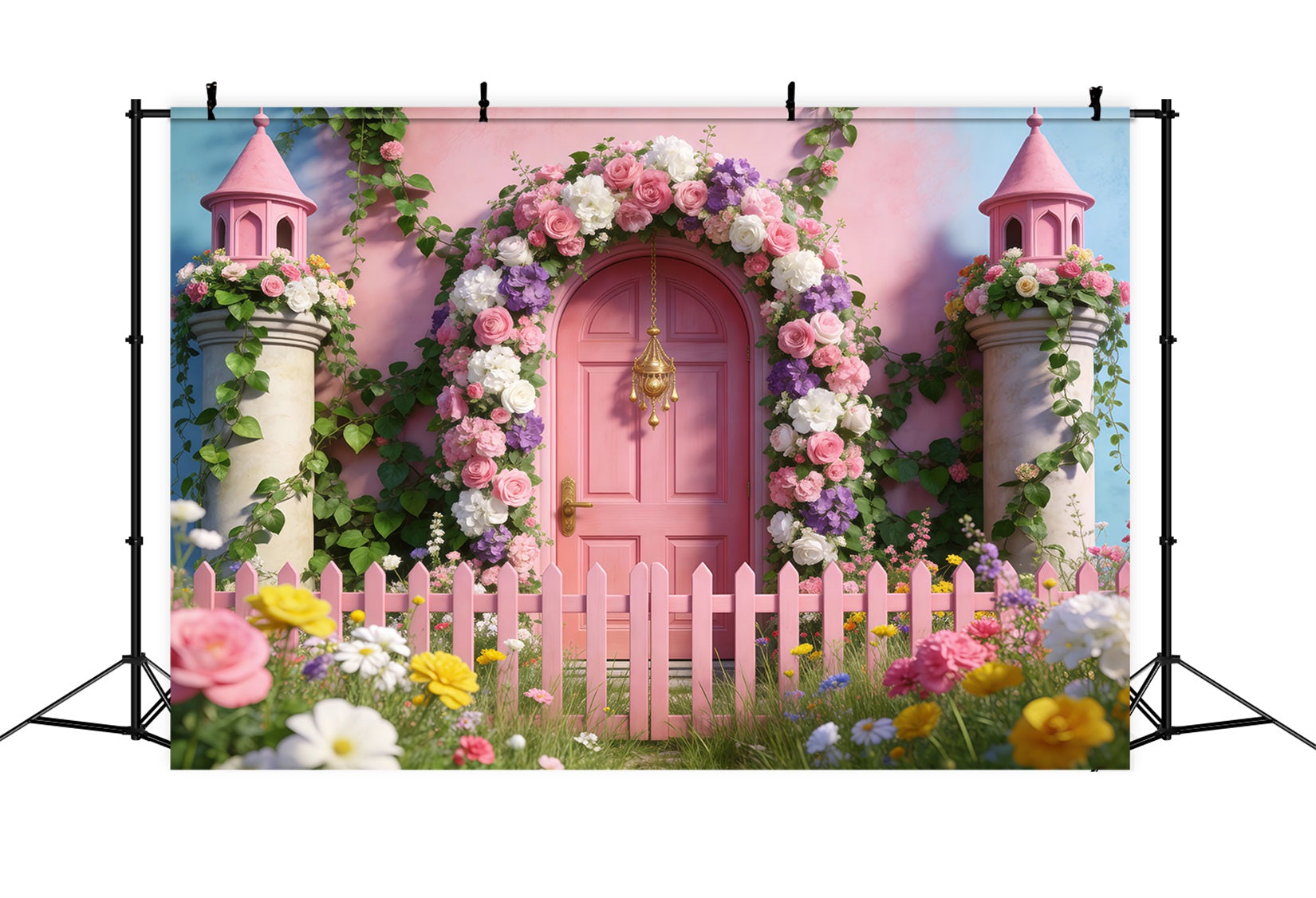 Fond Photo Jardin Printanier Porte Rose Féérique Clôture RR62-38