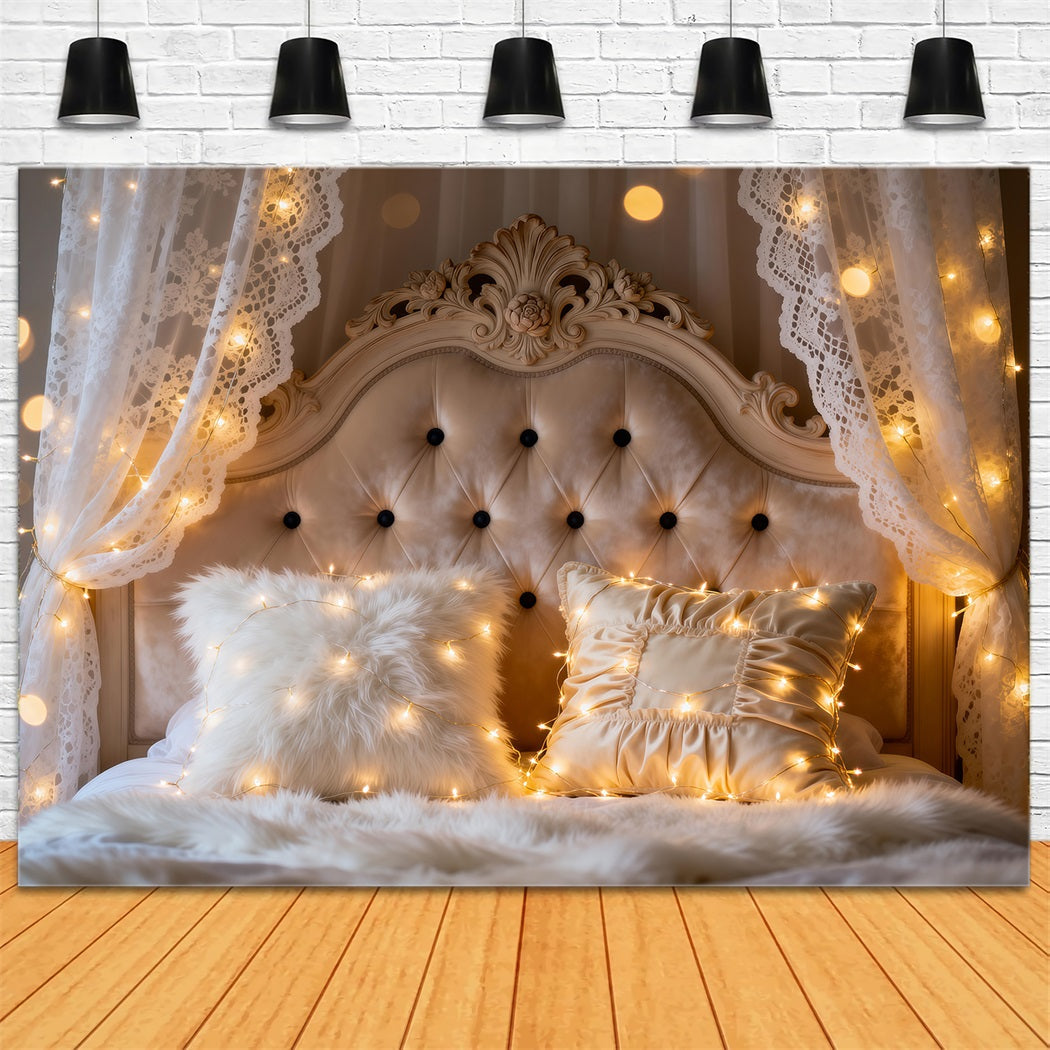 Toile de fond Photo Boudoir Lueur Dentelle Ivoire Lumières Féeriques RR62-54