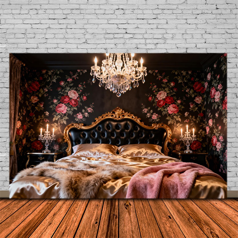 Fond Photo Boudoir Luxe Lustre Floral Sombre RR62-57