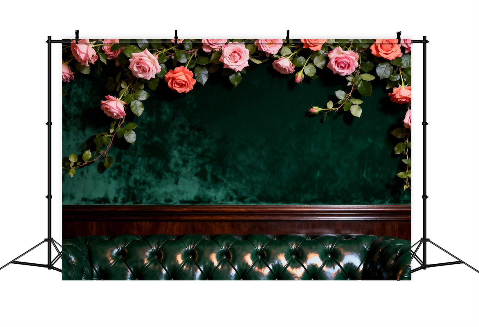 Fond Studio Boudoir Salon Floral Velours Émeraude RR62-60