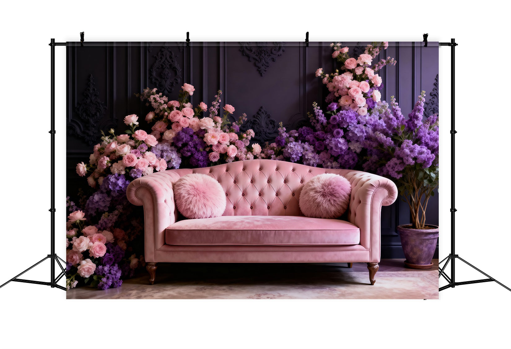 Toile de fond Studio Boudoir Canapé Velours Blush Floral RR62-63