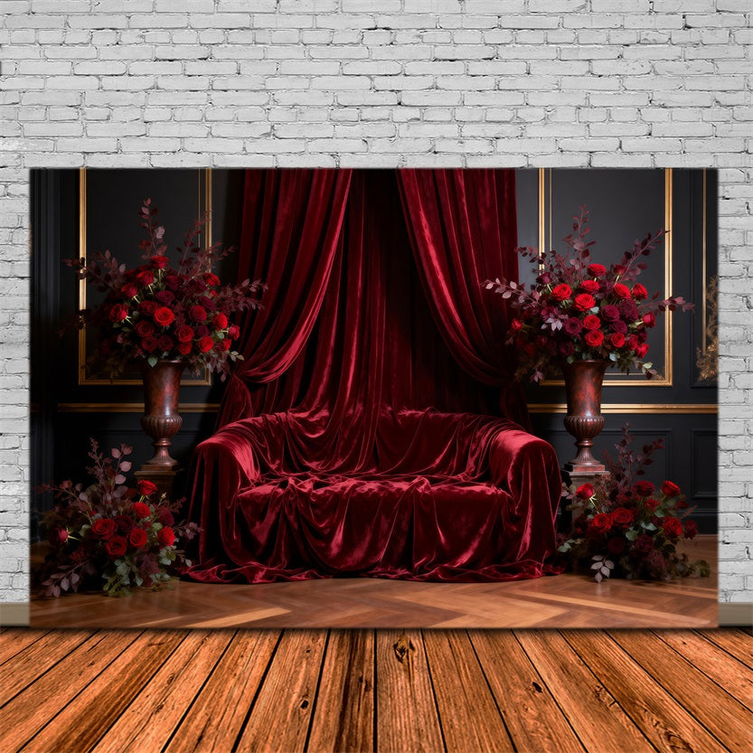 Toile de fond Boudoir Trône Drapé Rouge Royal RR62-66