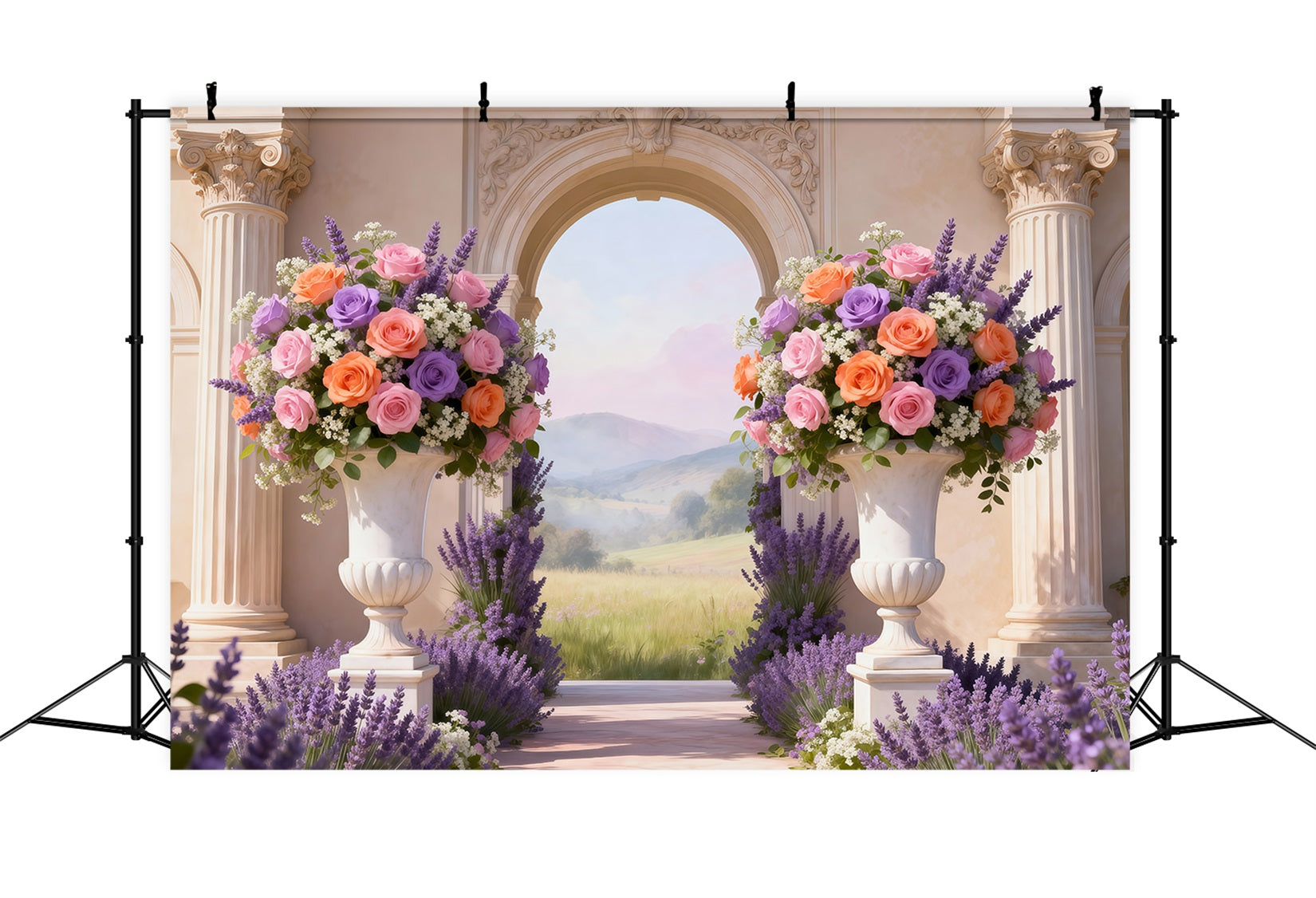 Fond Photo Jardin Enchanté Cour Florale Pastel Vue Vallée RR62-8