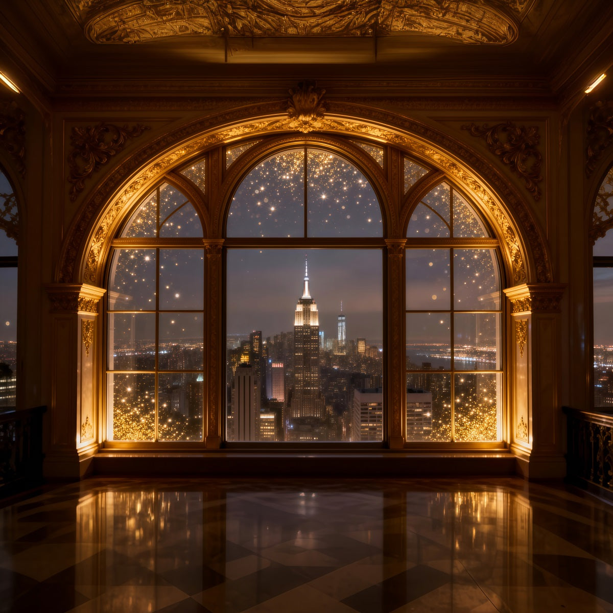 Fond Photo Boudoir Lueur Urbaine Arche Dorée RR62-82