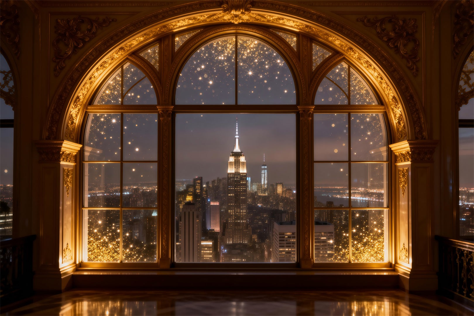 Fond Photo Boudoir Lueur Urbaine Arche Dorée RR62-82