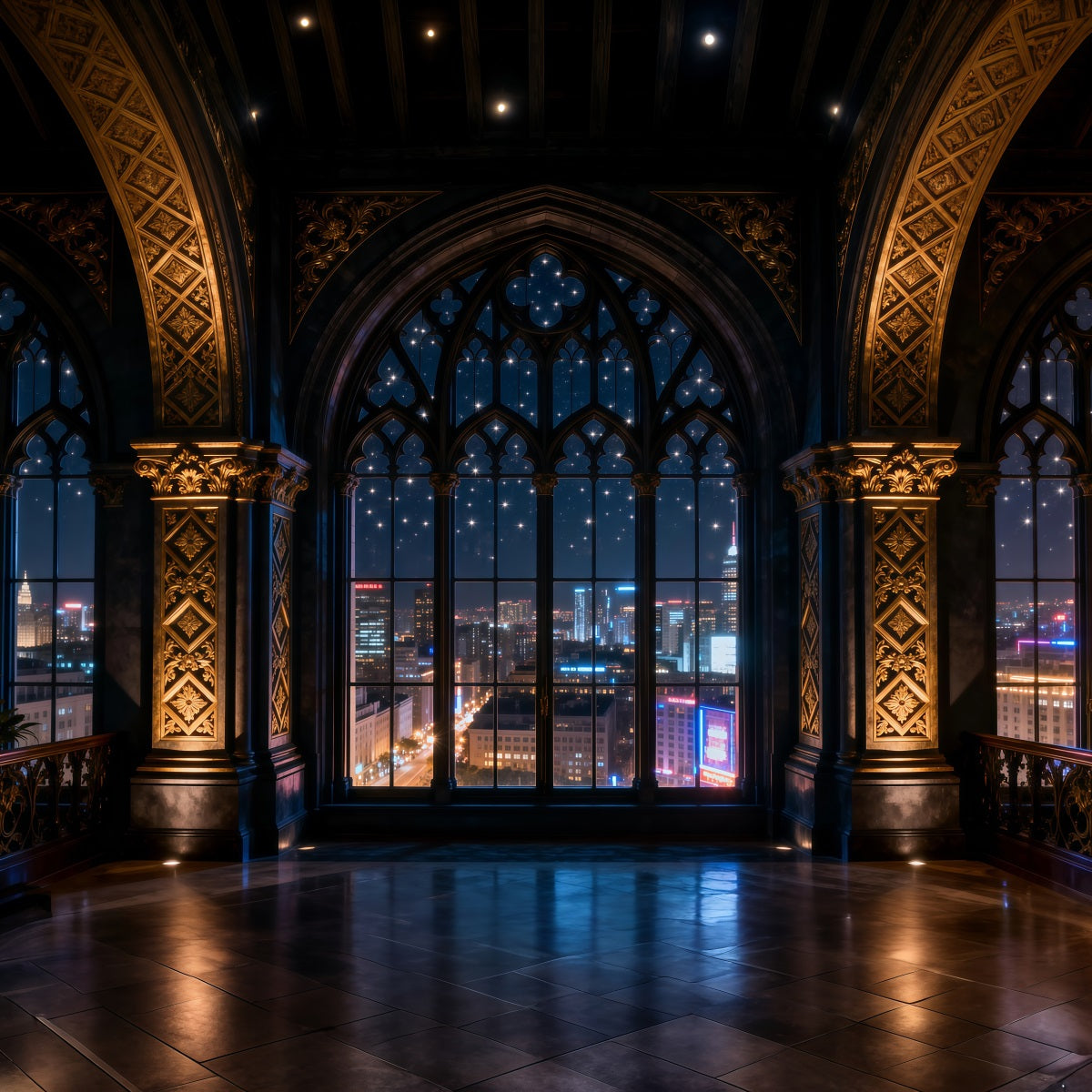 Toile de fond Studio Boudoir Fenêtre Cathédrale Gothique Lumière Urbaine RR62-83