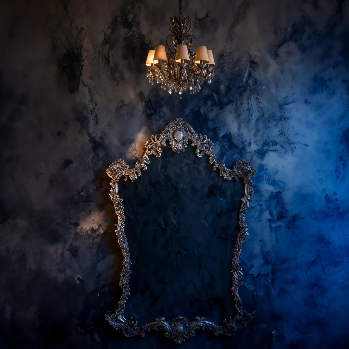 Toile de fond Studio Boudoir Cadre Lustre Marbre Minuit Doré RR62-88