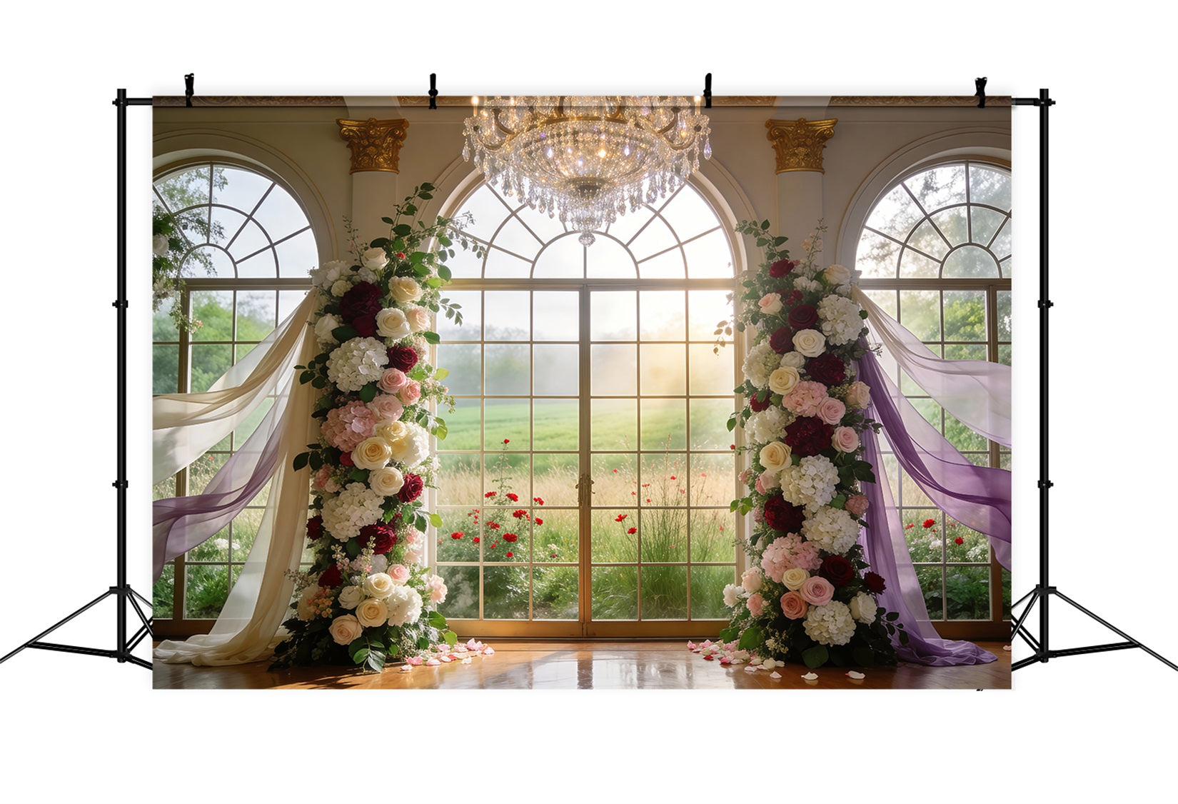 Fond Studio Fleurs de Printemps Fenêtre Cristal Grandiose Arche Florale RR62-9