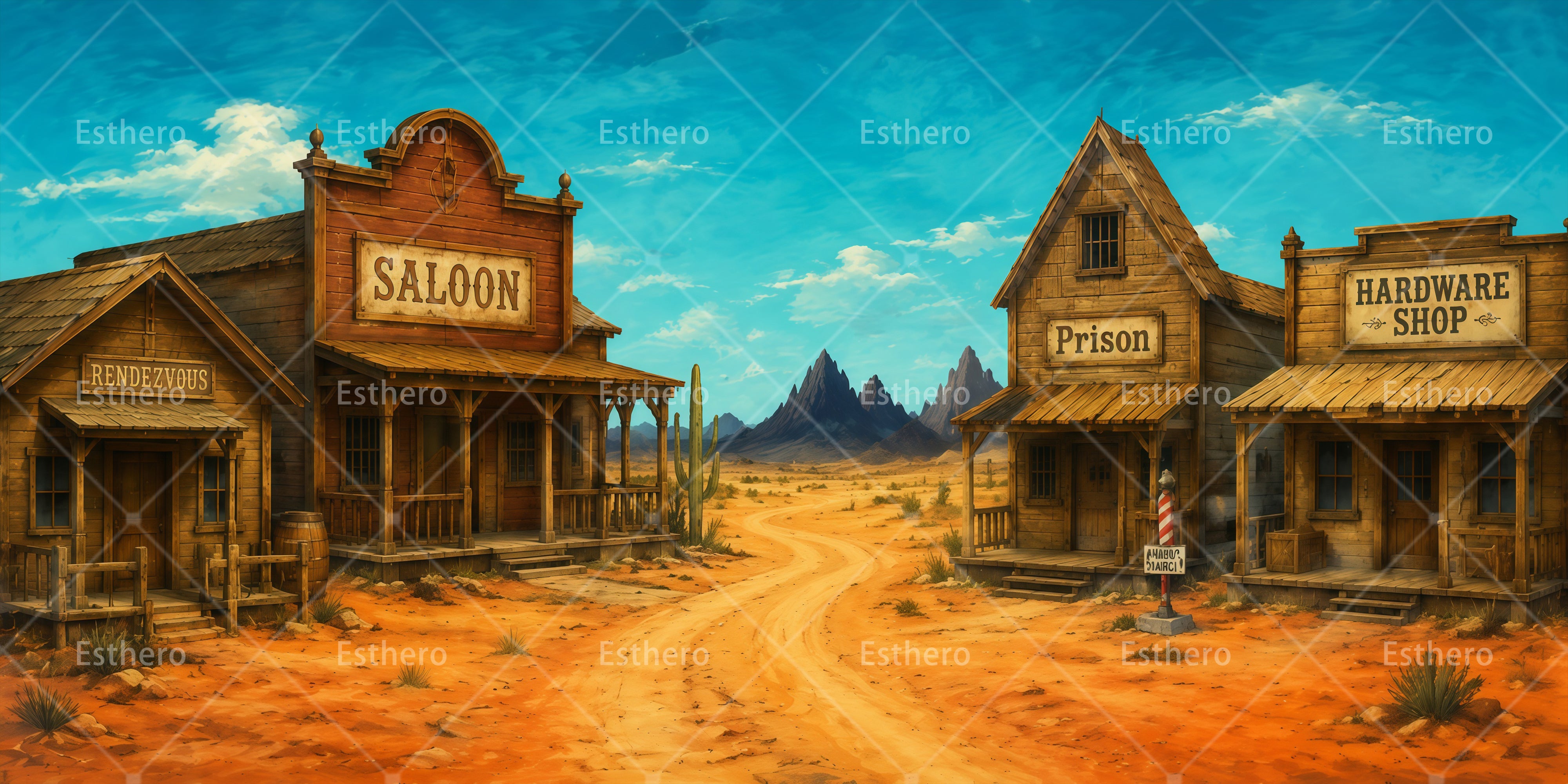 Toile de fond western paysages ruraux décor scène VBS RR65-T3