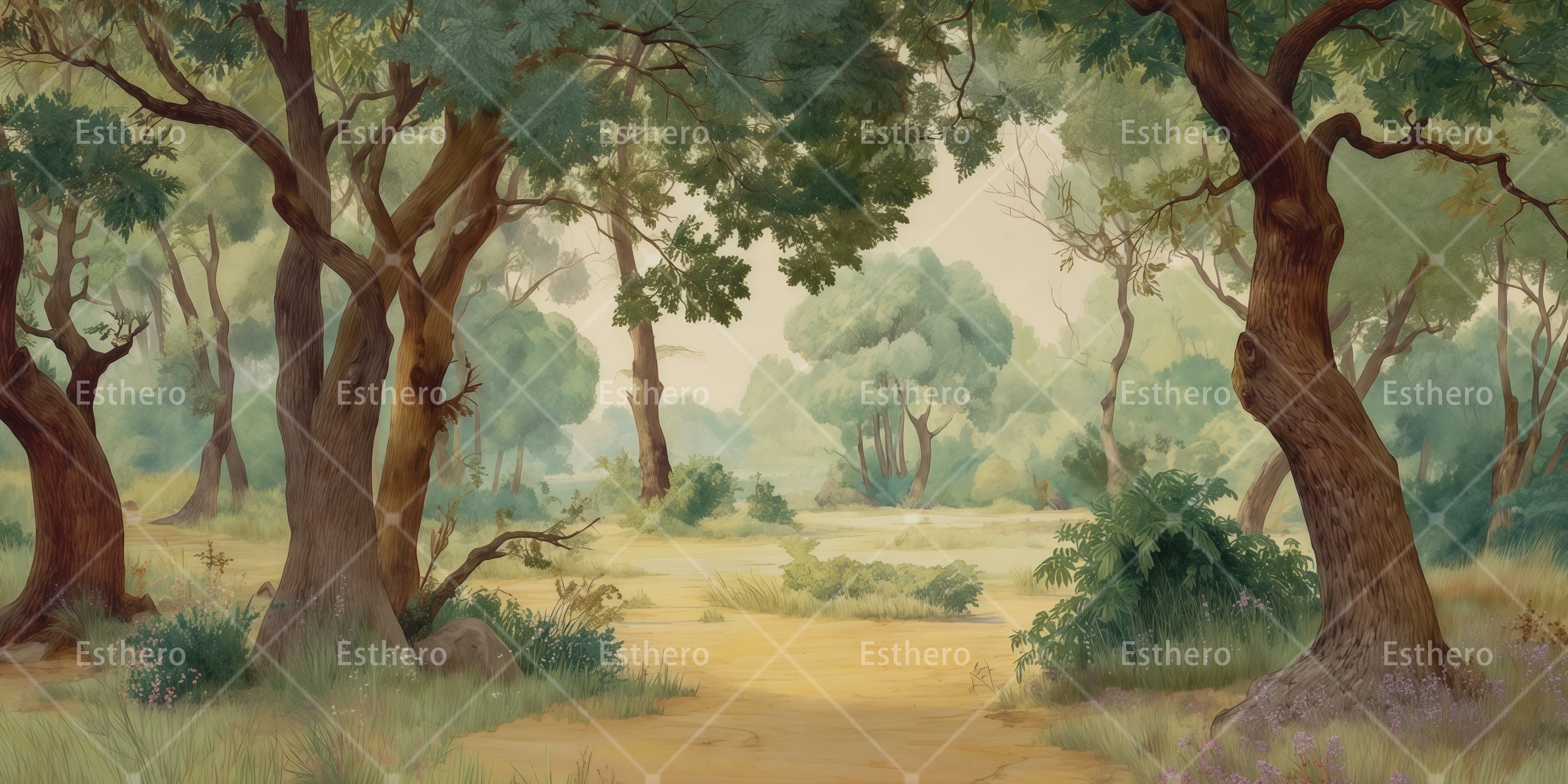 Décor de forêt féerique toile de fond pour pièce scolaire RR65-T93
