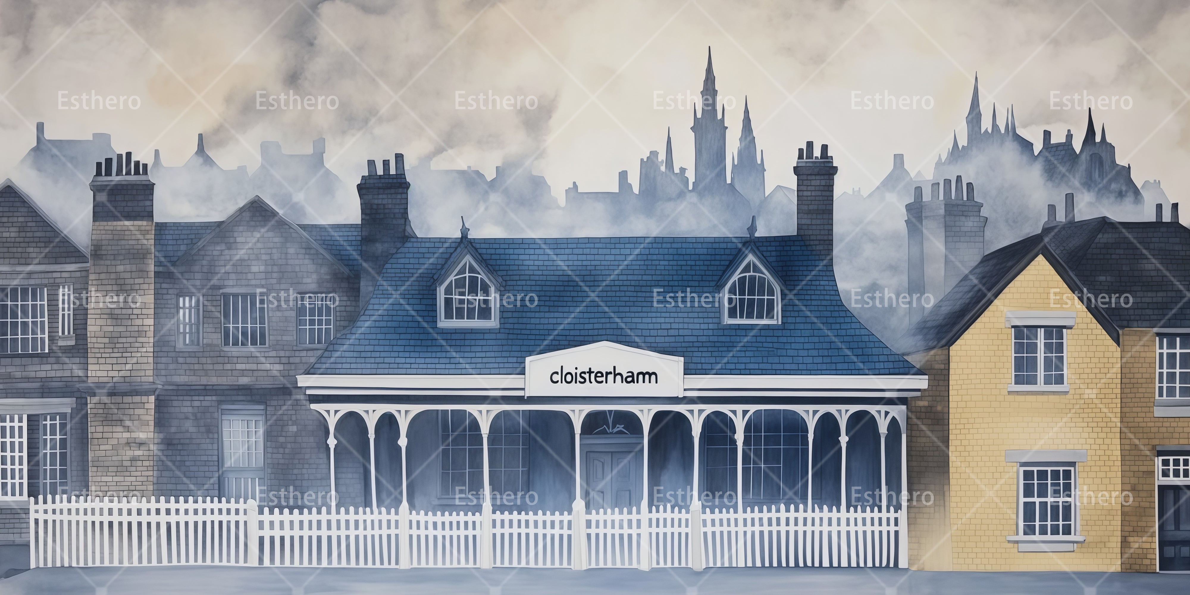 Toile de Fond Gare de Cloistersham pour Spectacle RR66-T35