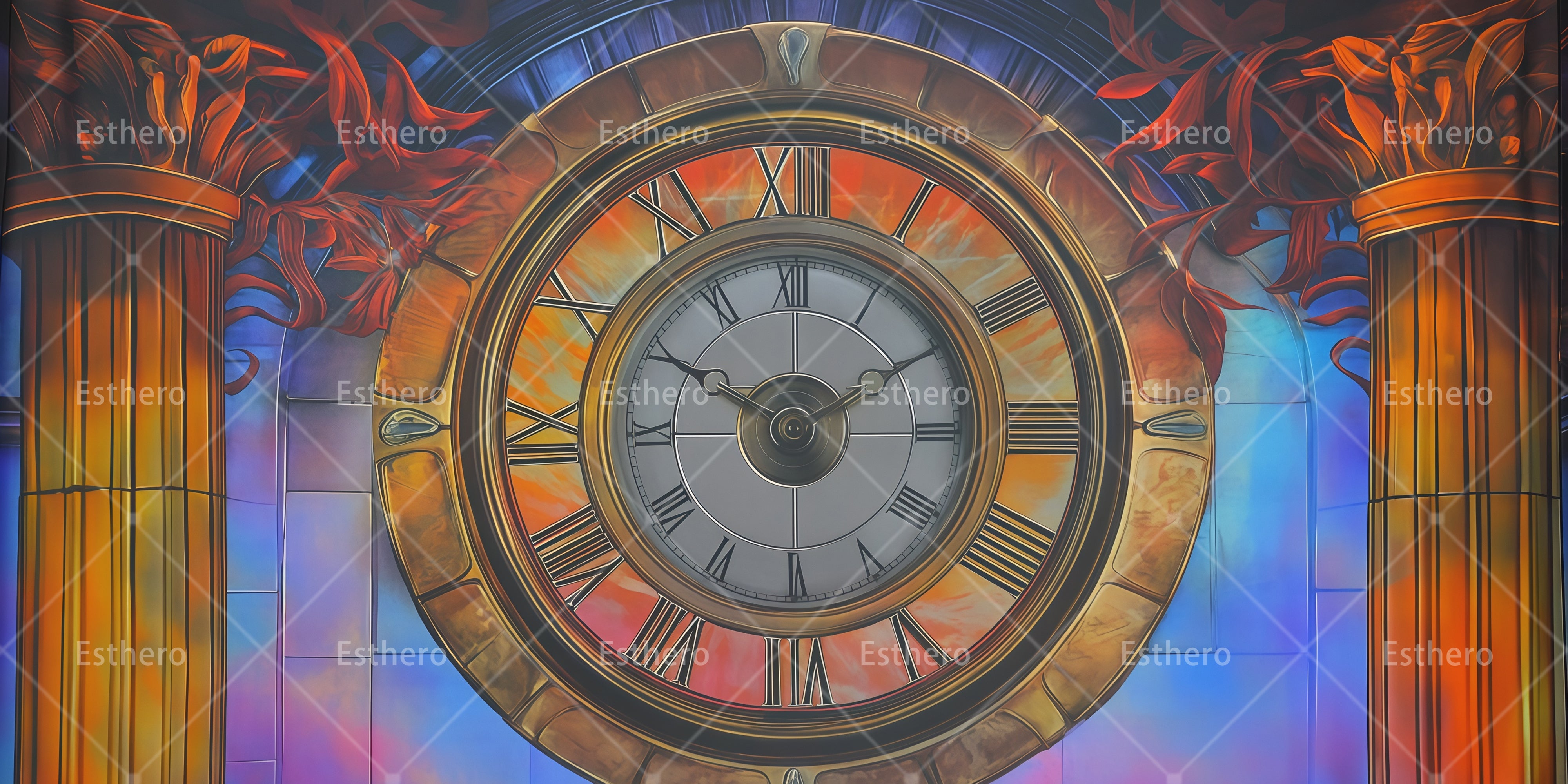 Décor de Théâtre Horloge Rétro Toile de Fond Professionnelle RR66-T5
