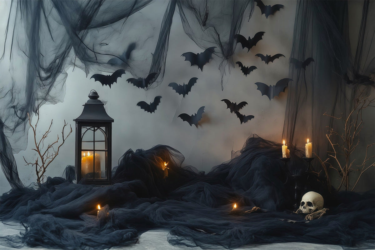 Décor Photo D'Halloween Chauve-Souris Sombre Bougies Rideaux Décor Photo D'Halloween À Faire Soi-Même RR67-100