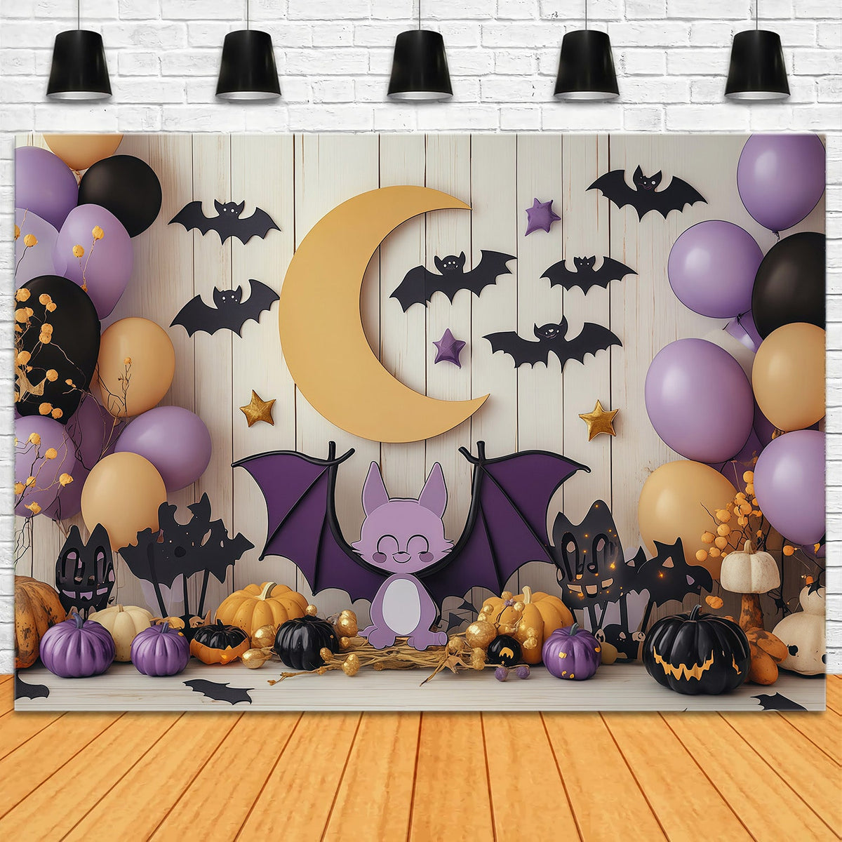 Décors Mignons Pour Halloween Chauve-SourisLune Ballons RR67-106