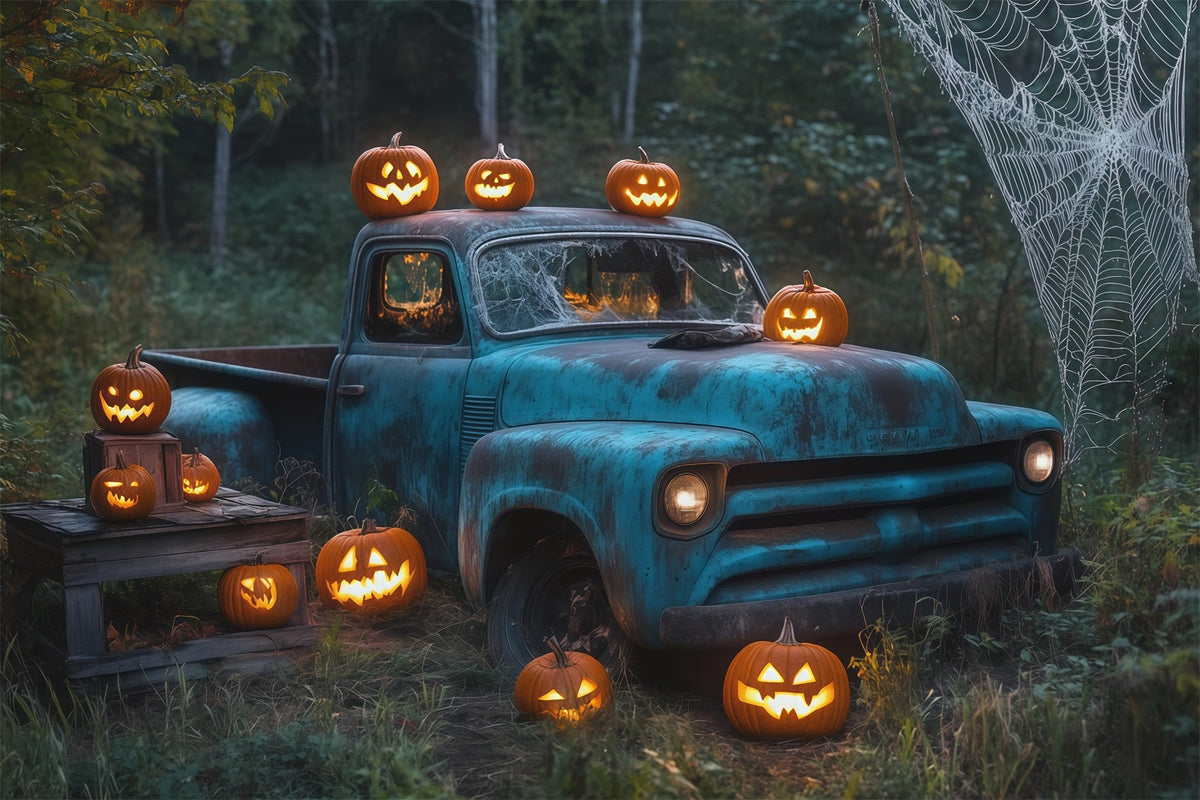 Décor De Noël Extérieur Pour Halloween Camion Vintage Citrouille Toile D'Araignée Décor RR67-109