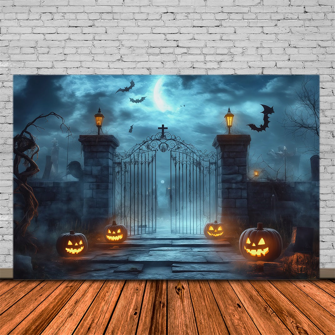 Décor Extérieur D'Halloween Porte De Cimetière Brumeuse Citrouilles Décors Pour Photos D'Halloween RR67-11
