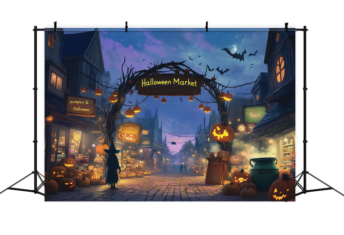 Idées De Décors Photo D'Halloween Citrouilles Marché De Sorcières Rue Des Citrouilles RR67-112