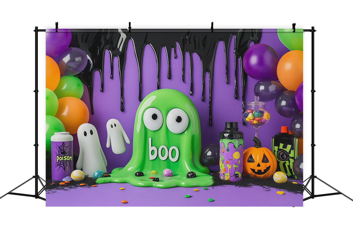 Décor Photo D'Halloween Mignon Fantôme De Slime Vert Décor De Fête D'Halloween RR67-113