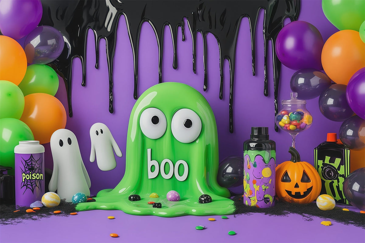 Décor Photo D'Halloween Mignon Fantôme De Slime Vert Décor De Fête D'Halloween RR67-113