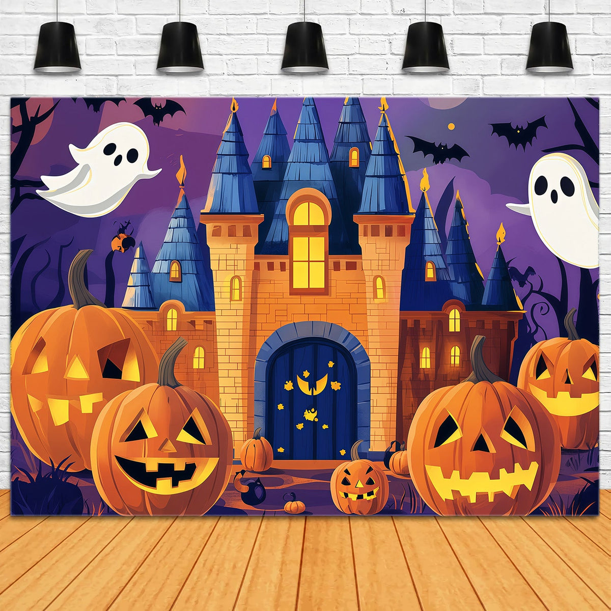 Décors En Carton Pour Halloween Château Hanté Citrouille Nuit D'Halloween Décor Photographique RR67-119