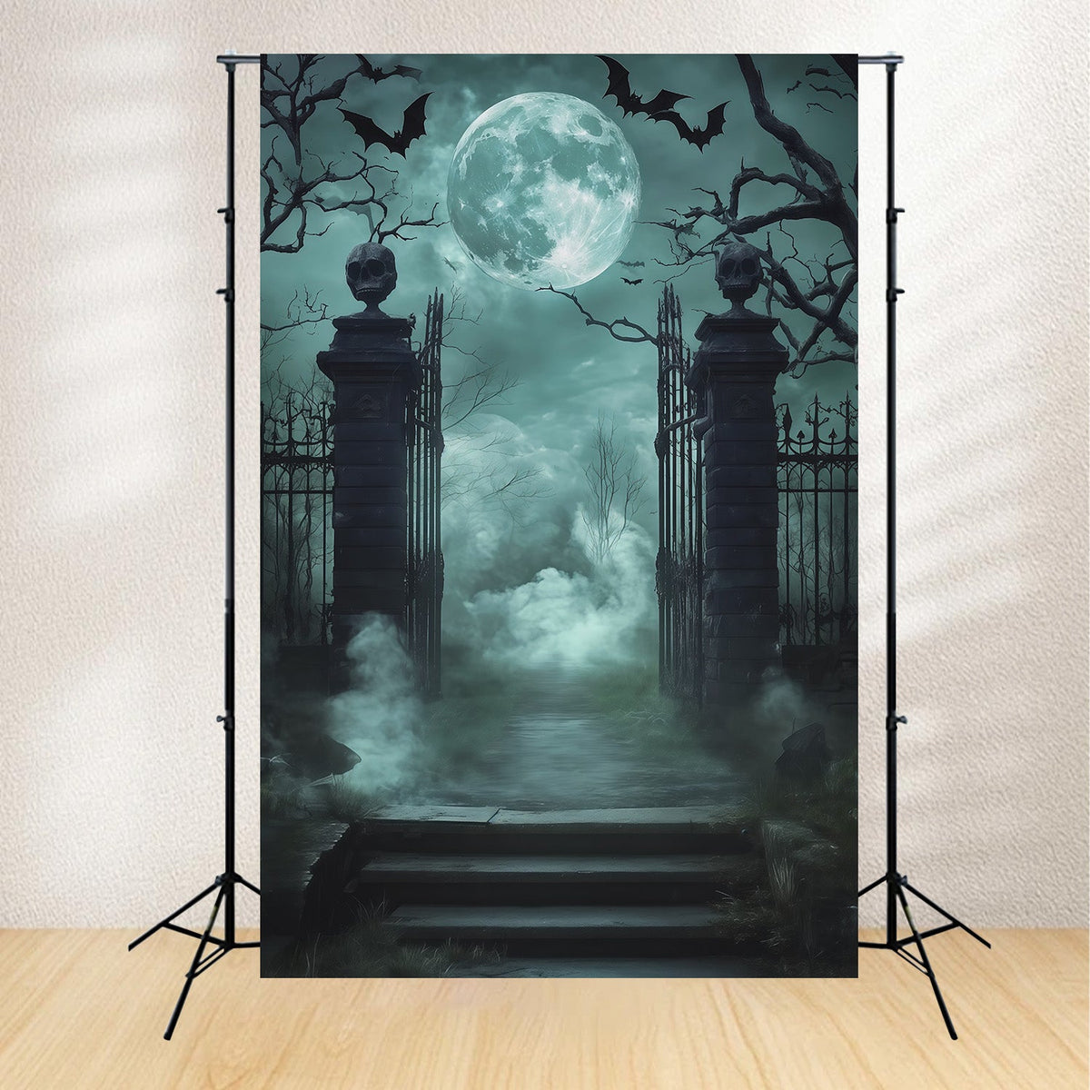 Idées De Décors Effrayants Pour Halloween Porte De Crâne Cimetière Brumeux Décor RR67-128