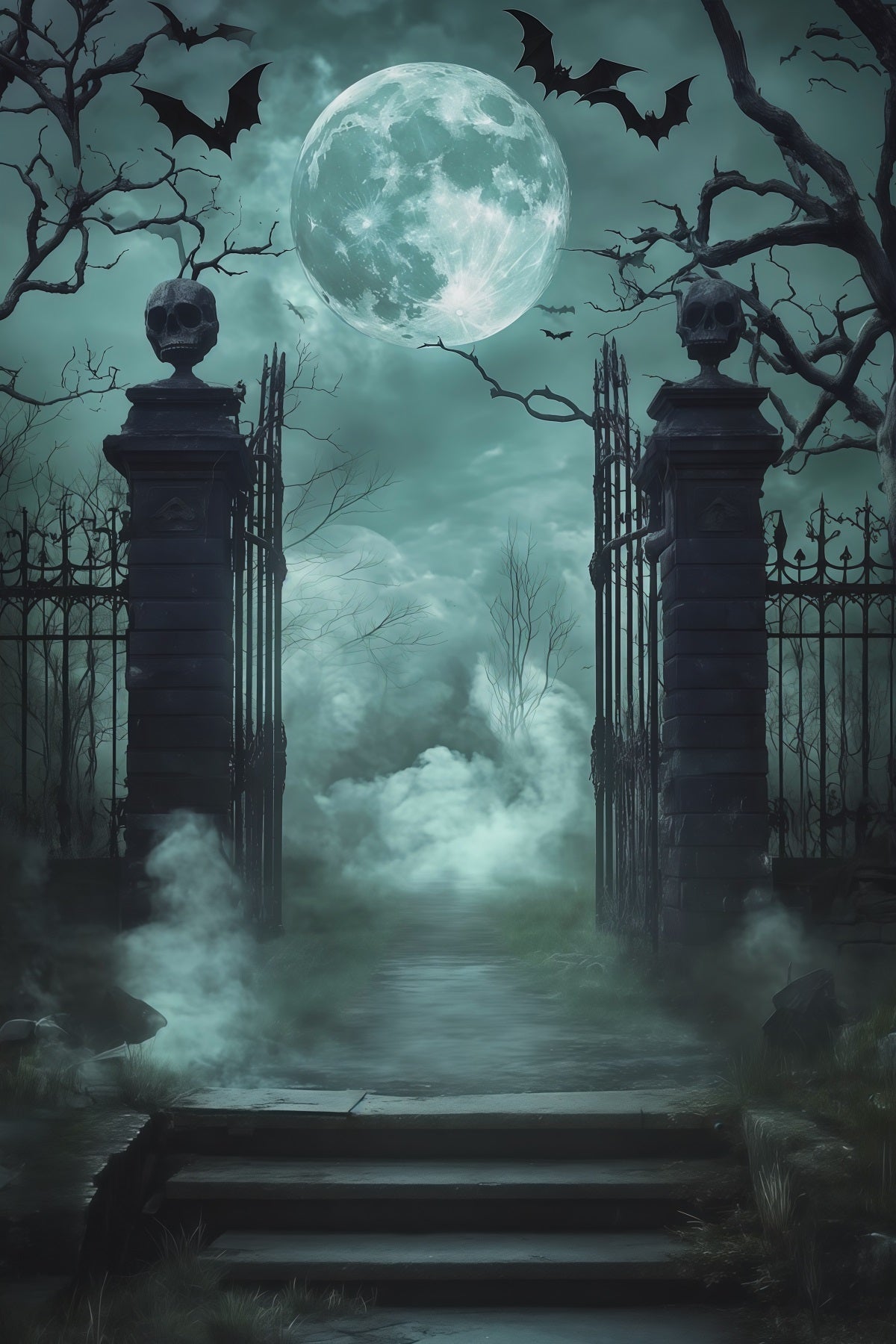 Idées De Décors Effrayants Pour Halloween Porte De Crâne Cimetière Brumeux Décor RR67-128