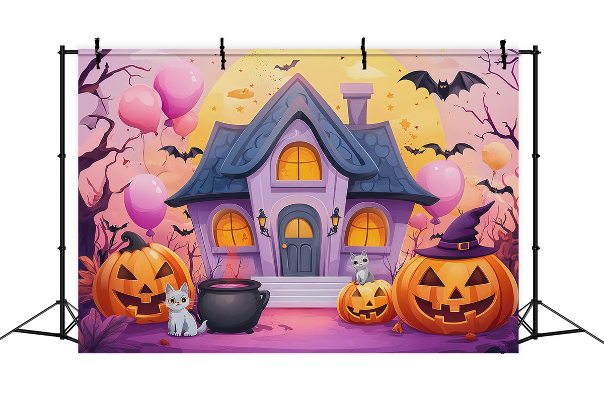 Décor Photo D'Halloween Mignon Maison Hantée Pastel Citrouilles Décor Halloween RR67-13