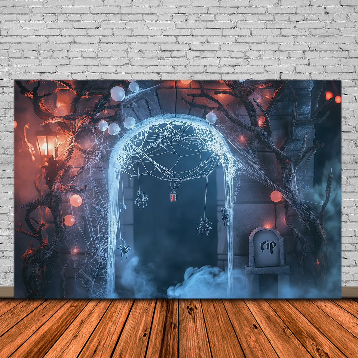 Idées De Décors D'Halloween À Faire Soi-Même Arche De Cimetière Avec Toile D'Araignée Et Araignée Décors RR67-131