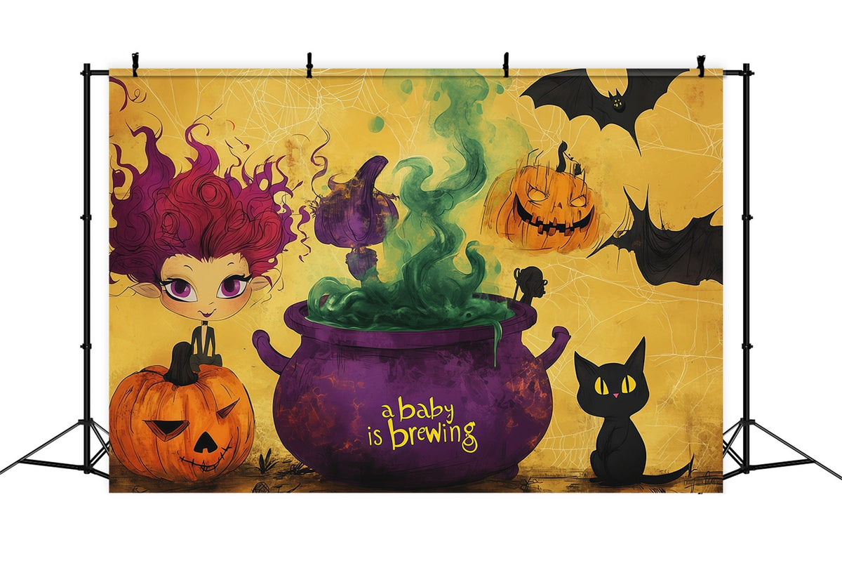 Décor De Fête Prénatale D'Halloween Séance Photo Sur Le Thème D'Une Sorcière RR67-135