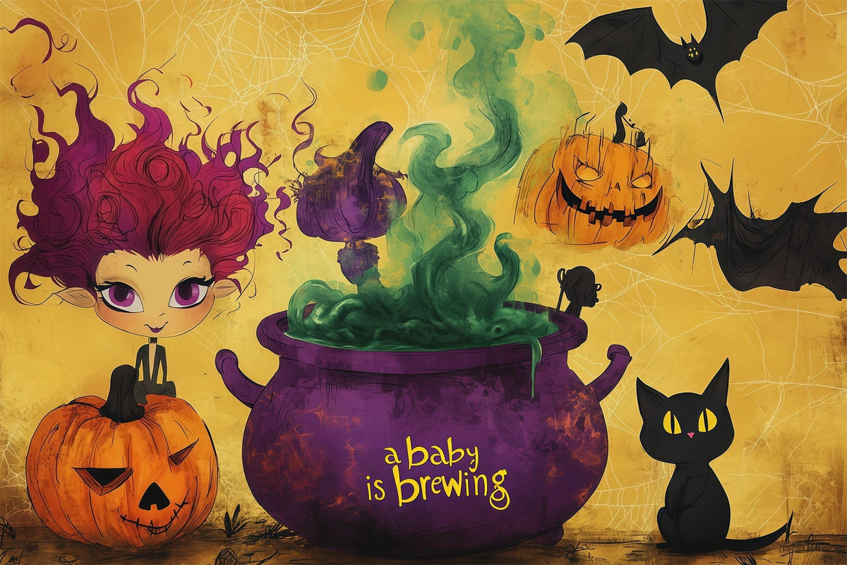 Décor De Fête Prénatale D'Halloween Séance Photo Sur Le Thème D'Une Sorcière RR67-135