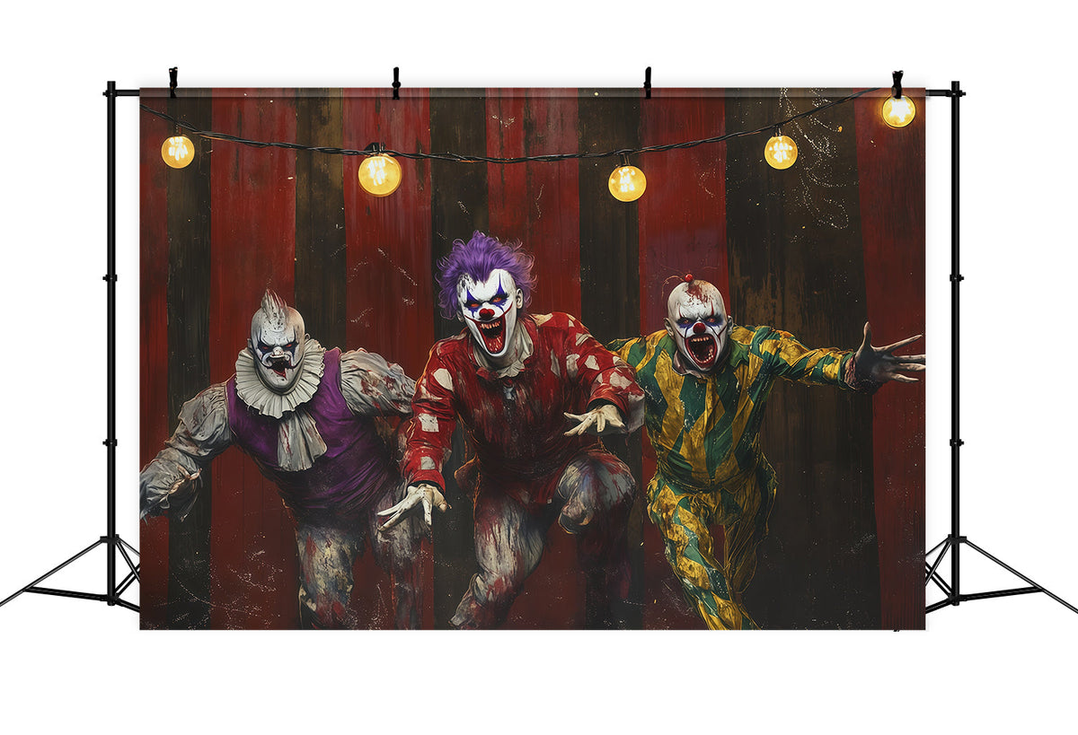 Toile De Fond D'Halloween Avec Un Trio De Clowns Terrifiants RR67-148