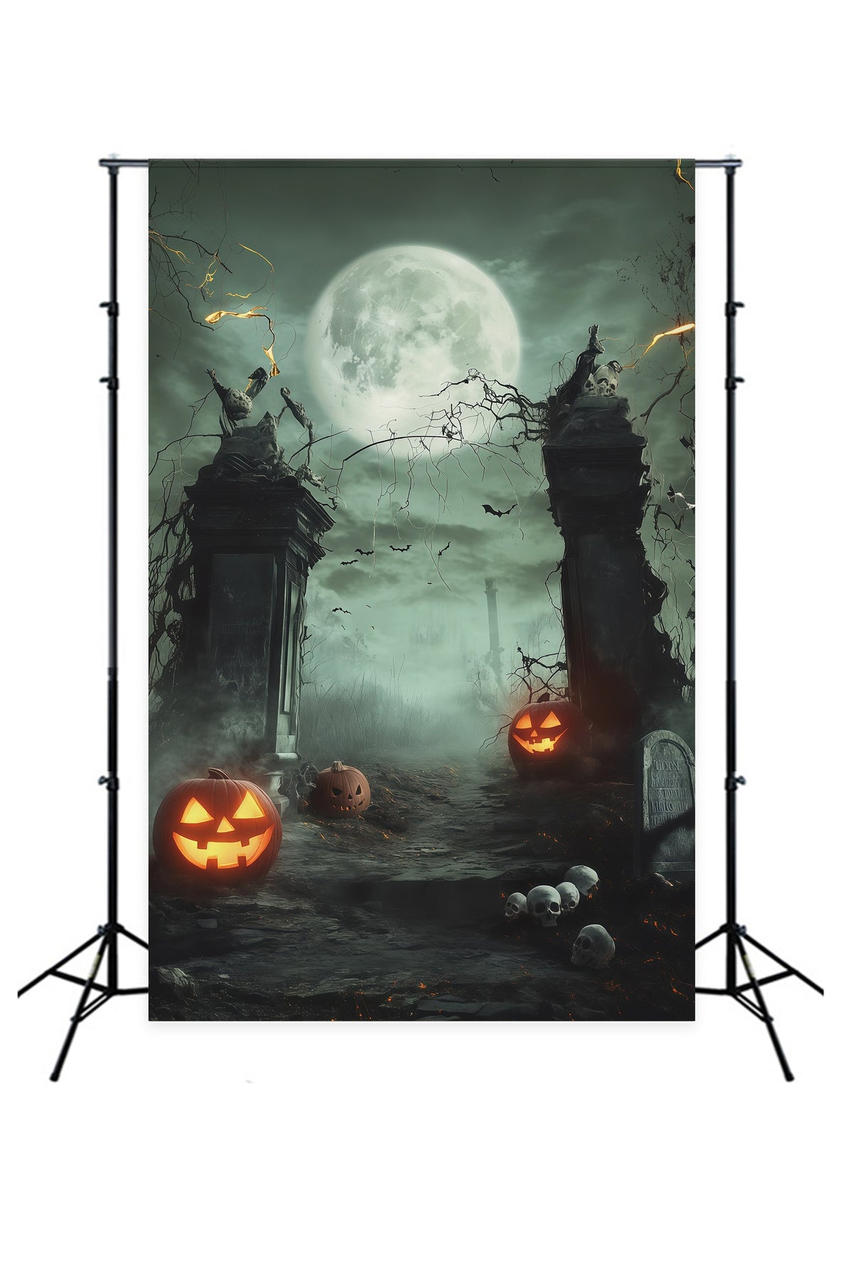 Décors Sur Le Thème D'Halloween Crâne Au Clair De Lune Citrouille PortailIdées De Décors D'Halloween RR67-154