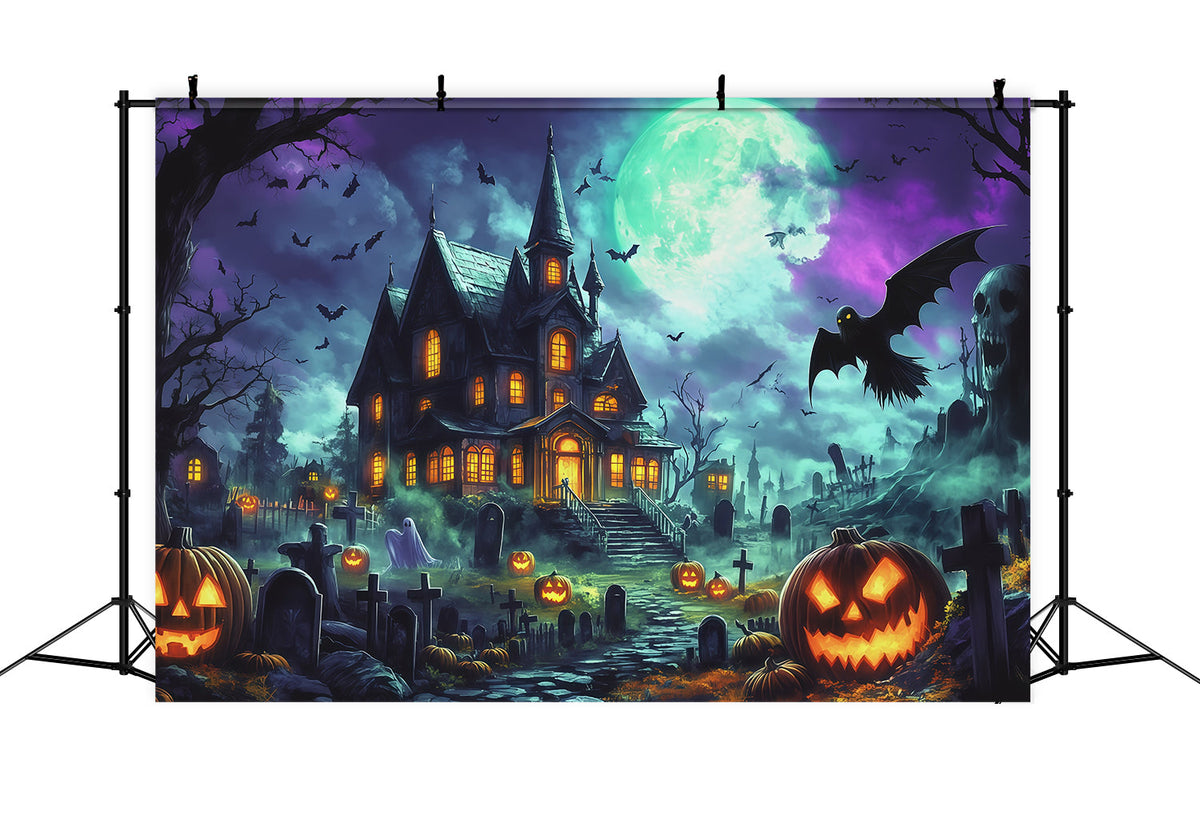 Décor D'Halloween Maison Hantée Manoir De Citrouilles Au Clair De Lune Décor De Noël Magique RR67-165
