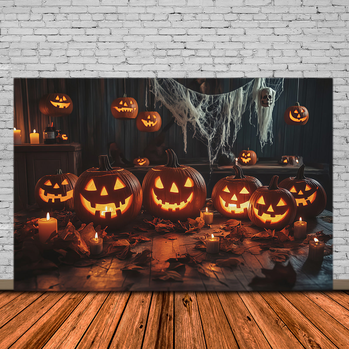 Décor De Table D'Halloween Avec Citrouille Et Bougies RR67-174