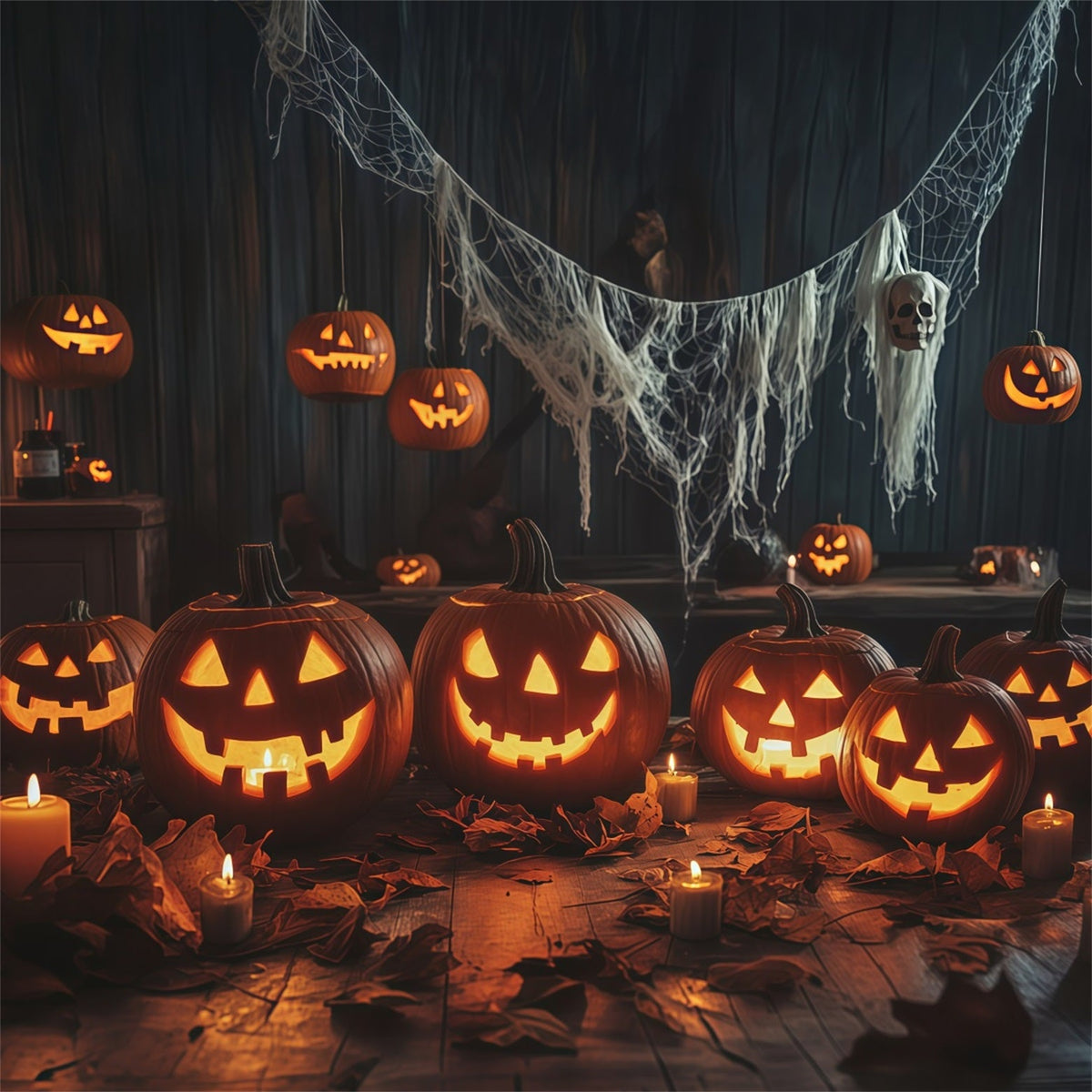 Décor De Table D'Halloween Avec Citrouille Et Bougies RR67-174