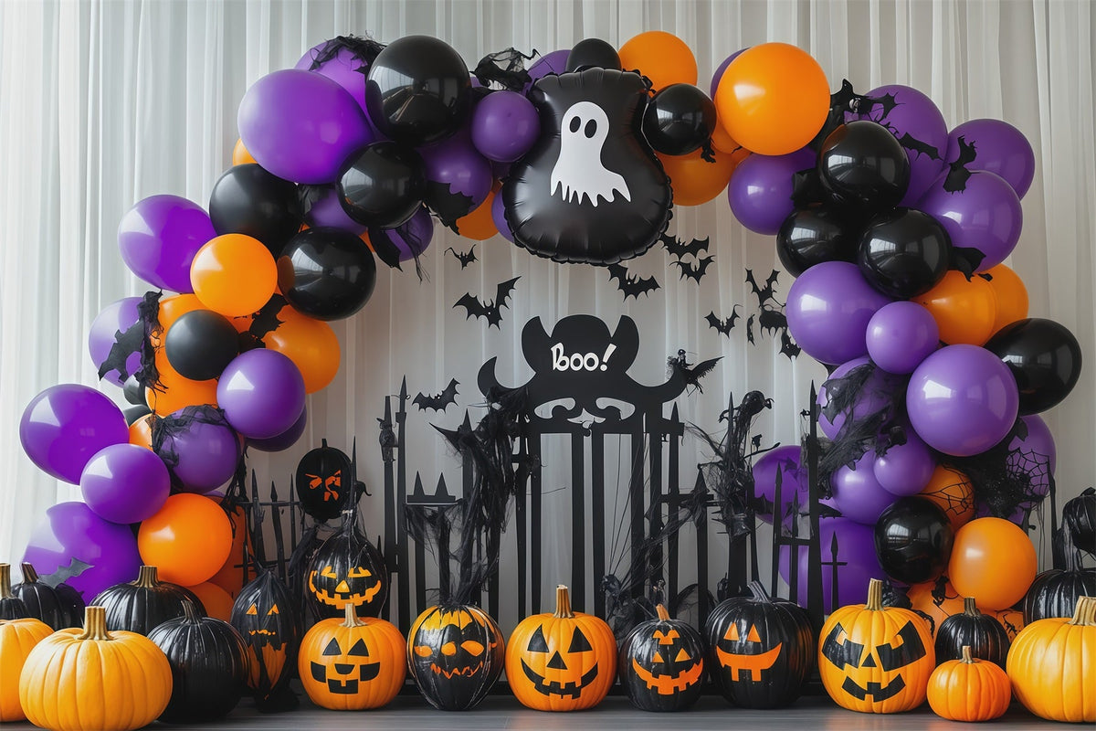 Décor Photo D'Halloween Avec BallonsArche De Citrouilles Fantômes Décor Extérieur RR67-185