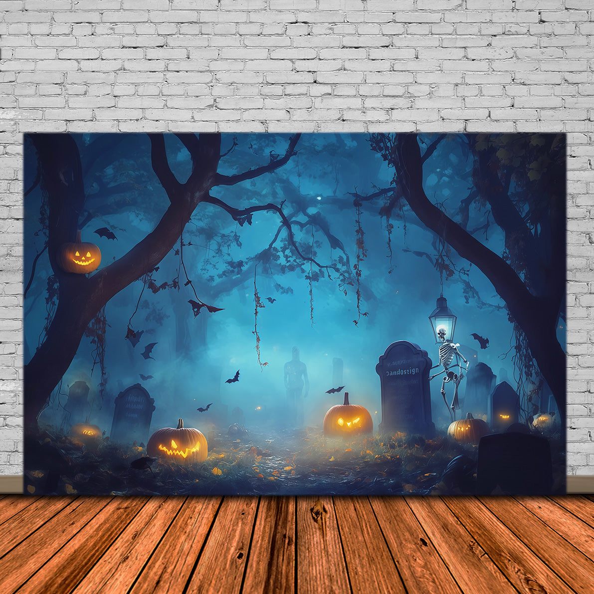 Décor De Citrouille D'Halloween Cimetière De Squelettes BrumeuxIdées De Décor Effrayantes Pour Halloween RR67-192