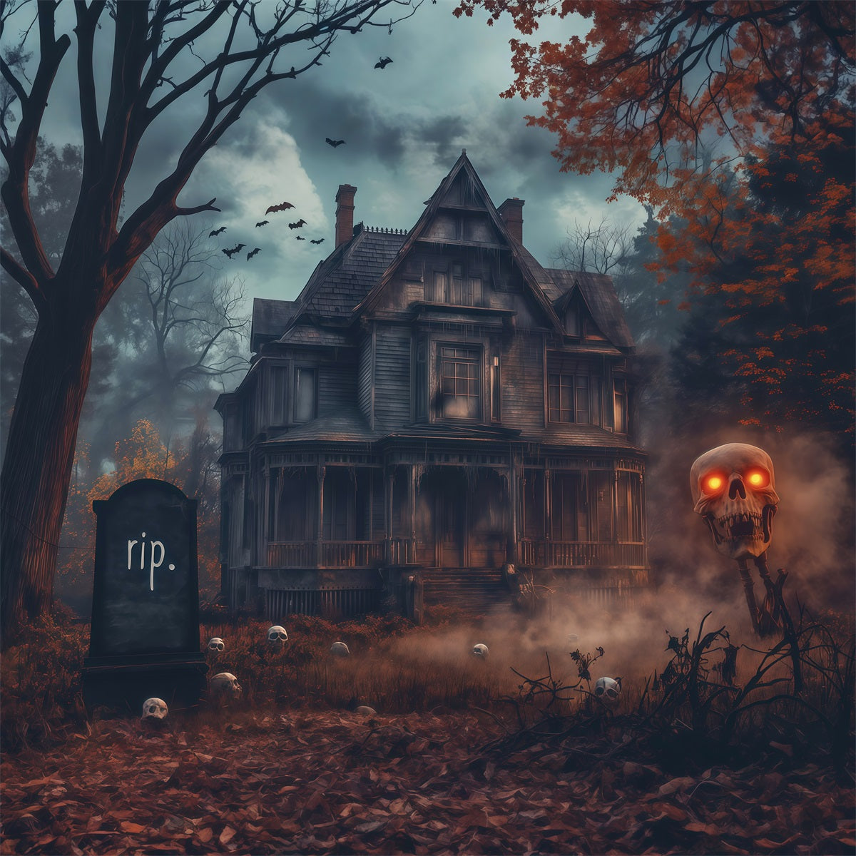 Décor De Maison HantéeCrâne Brumeux Manoir Hanté Décor D'Halloween Pour Photomaton RR67-196